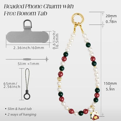 pcgaga Pearl Beaded Phone Charm, Phone Wrist Strap, Handmade Bracelet Straps, Anti-Lost Lanyard Wrist Chain for Airpods Women Girls Gift - color: House