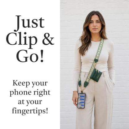 Save the Girls Clip & Go Phone Strap with RFID Wallet Pouch, Fern Green - color: Green