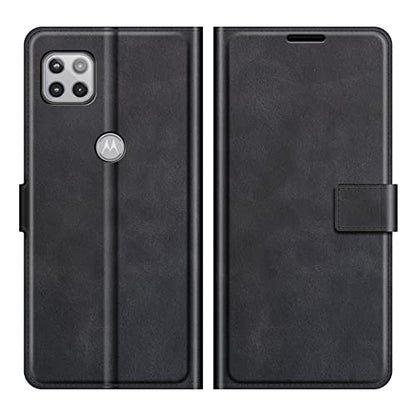 Flip Case for Motorola One 5G UW Ace Wallet Leather Magnetic Protective Cellphone Case for Moto One 5G Ace 2021 / Moto G 5G Folio Book Cover & Stand (Black) - color: Black