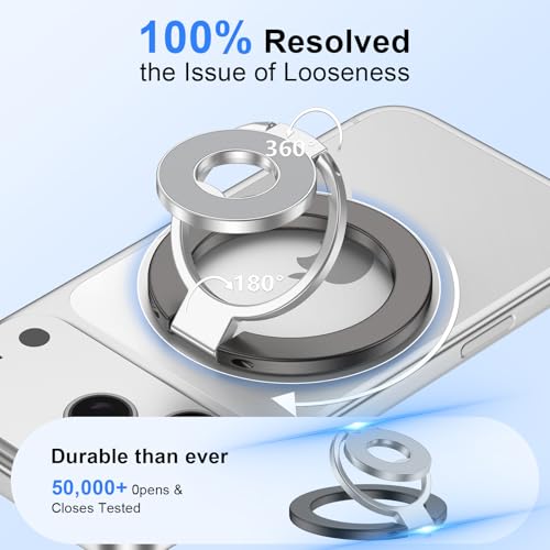 Magnetic Phone Ring Holder for MagSafe, 360° Rotation Cell Phone Grip Stand - color: gray