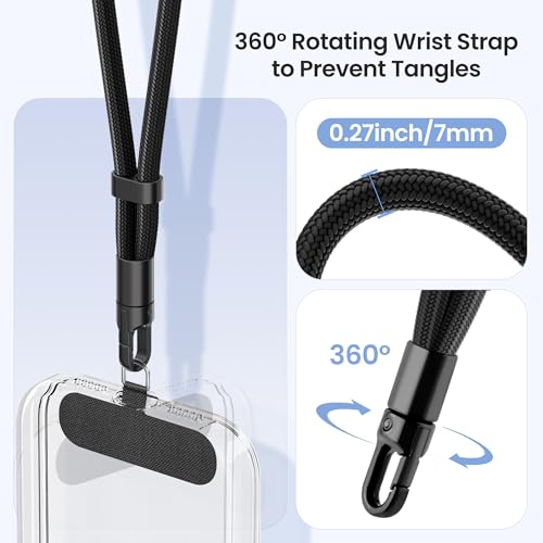 takyu 3 Pack Phone Wrist Strap, 360°Rotating Phone Lanyard without Tangles - color: Black, Dark Gray, Black-gray