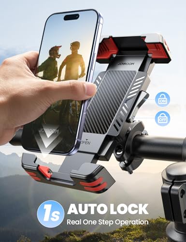 JOYROOM Bike Phone Holder with Tracker Storage, Ebike Bicycle Phone Mount - color: Red