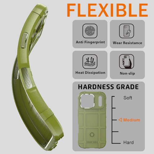 Rugged Shield Case for iPhone 17 Pro (6.3"), 8ft Military Drop Proof, Wear Resistant Tactical Cover, Army Green - color: Army Green, size: iPhone 17 Pro