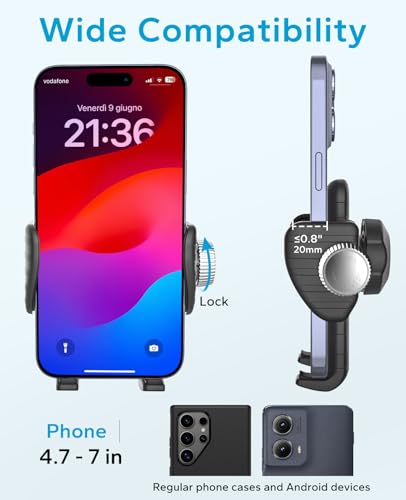 GDZN Gooseneck Handlebar Phone Holder for Stroller/Wheelchair/Treadmill/Spin Bike/Golf Cart/Boat/Mic Stand/Gym Bicycle Phone Clamp, Compatible with iPhone Pro Max 17/16/15, Galaxy, 4.7-7" Smartphones