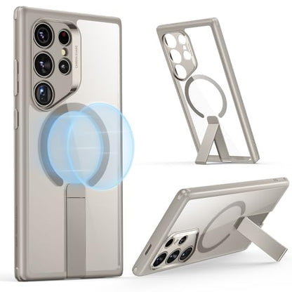ESR for Samsung Galaxy S24 Ultra Magsafe Case with Kickstand, Wireless Charging Compatible with Magnetic, 3 Stand Modes, Military-Grade Protection, Shockproof Case Slim Fit for S24 Ultra, Clear Grey - color: Magsafe Boost-Clear Grey