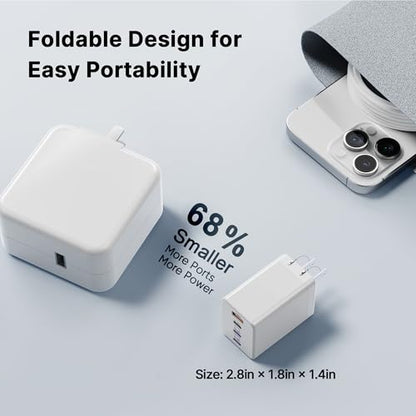 200W USB C Charger Block, Foldable 4-Port GaN5 Fast Charging Block - color: White, size: 1 Pack