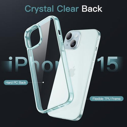 JETech Case for iPhone 15, Anti-Yellowing, Blue | Shockproof Protection, Scratch Resistant Hard PC Back, Durable Transparent TPU Bumper - color: Blue, size: iPhone 15
