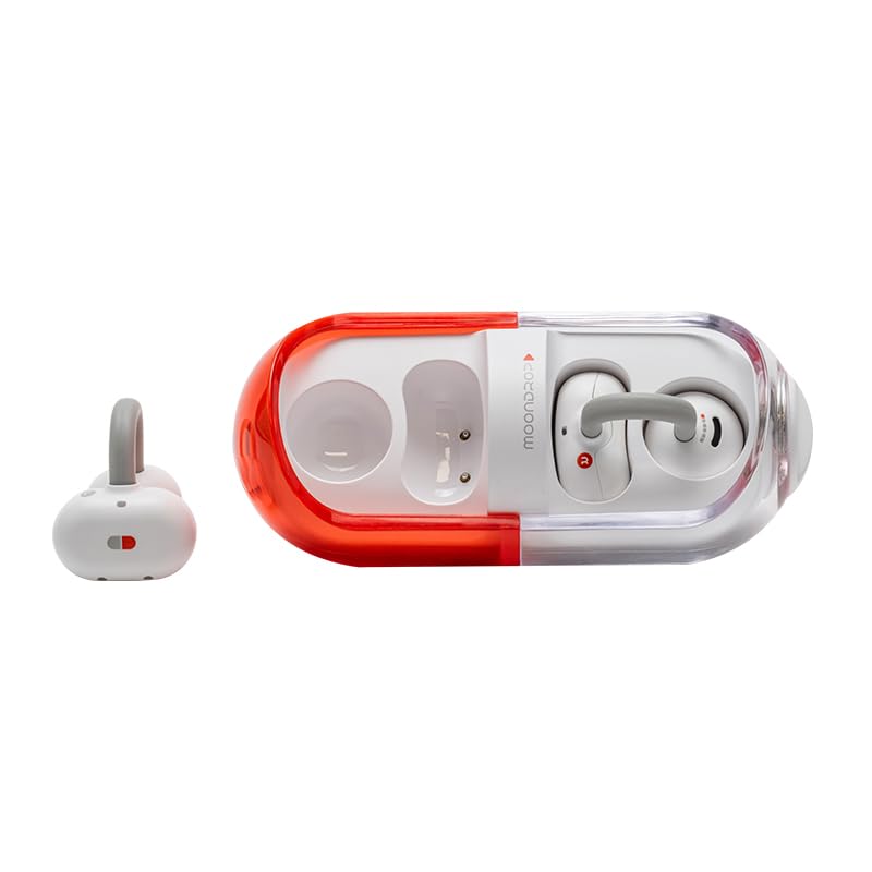 Moondrop Pill Open Ear Headphones Bluetooth 6.0 OWS Hanging Earphones IPX4 Open Ear Clip Wireless Earbuds Built-in AI ENC MD-0WS-003 (RED) - color: RED