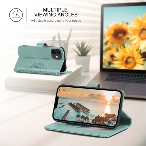Wallet Case for iPhone 12 and iPhone 12 Pro,[RFID Blocking] 3 Card Holder Stand with Credit Card Slot PU Leather Magnetic Protective Flip Cover for iPhone 12/12 Pro(Green) - color: Green