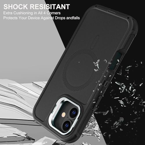 YKHJKLEC for iPhone 16 Plus Case, Military Grade 3 in 1 Heavy Duty Shockproof/Drop Proof/Dust Proof with Kickstand Case, with 2 x Tempered Glass Screen Protector & 1 x Wrist Strap (ZJ-Black/Black) - color: ZJ-Black/Black