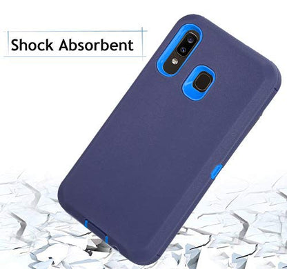 for Samsung Galaxy A20/A30/A50 Case, Heavy Duty Defender Armor Protective Cover with Built-in Screen Protector (Navy) - color: Navy