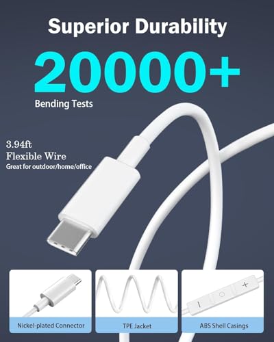 Apple MFi Certified 2-Pack Wired Earphones, USB C Headphones for iPhone - color: White