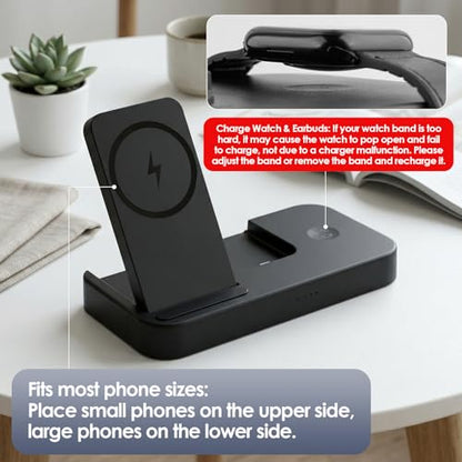 4 in 1 Charging Stand for Oura Ring Gen 4 & Gen 5 Charger (Oura Ring Charger NOT Included), Fast Magnetic Charger for iPhone, Apple Watch, AirPods, Charging for Samsung Galaxy