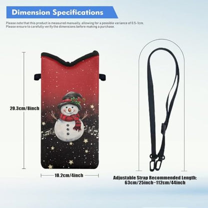 Christmas Snowman Print Men Women Neoprene Phone Sleeve Pouch Case Bag with Crossbody Strap/Neck Lanyard for Phone Up to 8 inch - color: Christmas Snowman Print