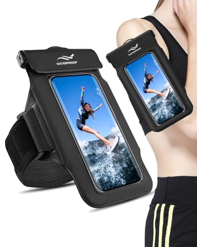 2-in-1 Underwater Waterproof Phone Pouch &Phone Armband for Phones up to 6.7", IPX8 Floating Water Proof Phone Case with Detachable Strap, Dry Bags Waterproof, Beach Vacation Essentials