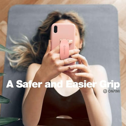Phone Grip Finger Ring Holder 3.23 Inch, Phone Slim Finger Ring Holder Kickstand 2 in 1, Compatible with iPhone Samsung and Most Smartphones, Pink