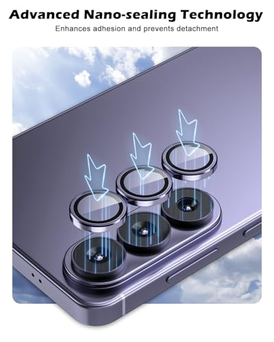 CloudValley for Samsung Galaxy S26 Camera Lens Protector, 9H Tempered Glass + Aluminum Alloy Lens Protective Ring Ultra-HD Tempered Glass Cover,Purple - color: Purple