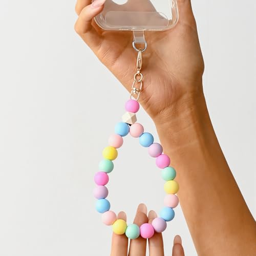 Bloomish Silicone Phone Wrist Strap with Cute Bear Charm - Anti-Loss Hand Strap Lanyard for iPhone & Android - Soft, Durable & Stylish Mobile Phone Accessory - color: Colorful