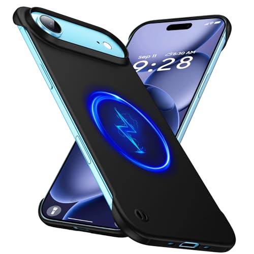 GRECAZO Magnetic Frosted Frameless Case for iPhone Air, Black | Compatible with MagSafe, Metallic Finish, Hard PC Cover, Ultra Thin Lightweight Minimalist Borderless, Slim Fit, 6.5-Inch - color: Black, size: iPhone Air