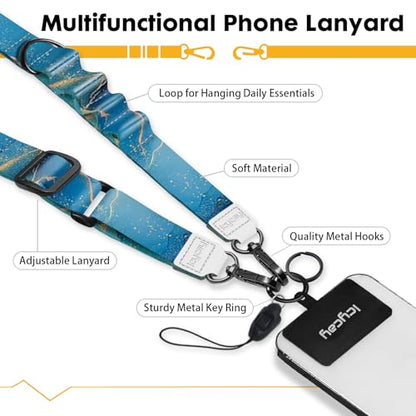 Icycay Phone Lanyard Crossbody Strap Neck Adjustable Teacher Women Marble - color: Marble Blue