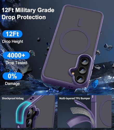 N52 Strong Magnetic Case for Samsung Galaxy S23 Case, Fit for MagSafe Thin Shockproof Drop Protection Translucent Non-Fingerprint/Scratch Slim Protective S23 Phone Case-Frosted Purple - color: Frosted Purple