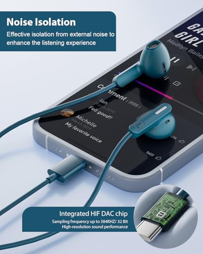 Wired Earbuds USB C for Samsung Galaxy S26 Ultra S25 S24 S23 S22 A55 A17