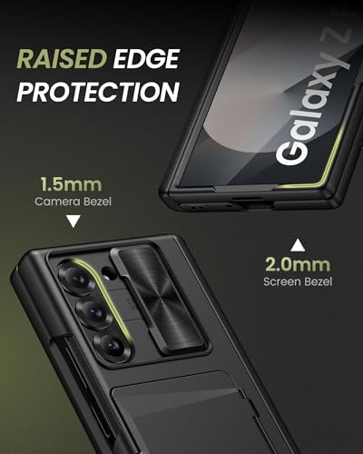 for Samsung Galaxy Z Fold 6 Case with Card Holder, 2024, Black - color: Black