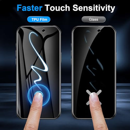 LYWHL 2 Pack for iPhone 16 Pro Privacy Screen Protector [Like Original Touch Sensitivity], Anti-Spy Private iPhone 16 Pro Film [Non-Glass], Case Friendly, Scratch-Resistant, Self-Healing - size: 6.3 inch - iPhone 16 Pro