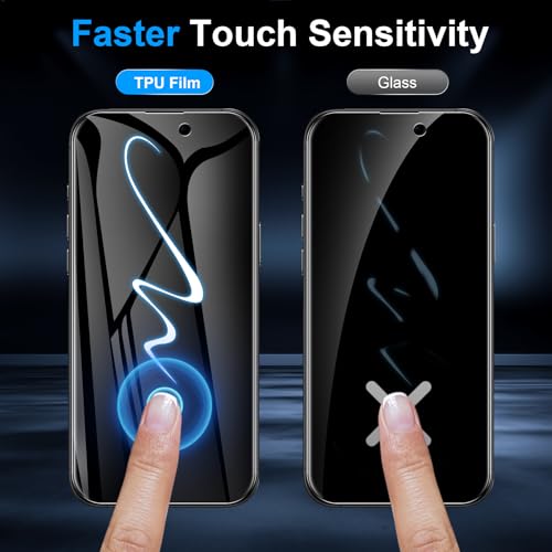 LYWHL 2 Pack for iPhone 16 Pro Privacy Screen Protector [Like Original Touch Sensitivity], Anti-Spy Private iPhone 16 Pro Film [Non-Glass], Case Friendly, Scratch-Resistant, Self-Healing - size: 6.3 inch - iPhone 16 Pro