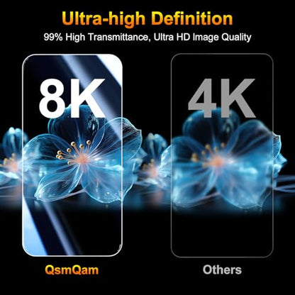 QsmQam 3 Pack Screen Protector for iPhone 17 6.3 Inch + 1 Pack Individual Camera Lens Protector, Ultra HD Tempered Glass, Military Grade Shatterproof, Case Friendly [with Installation Frame] - size: iPhone 17