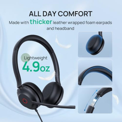 Yealink UH35 Wired Headset,USB-A,AI Noise Canceling Mic,Call Control,On-Ear - color: USB-A (Teams), size: Dual-Ear