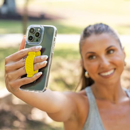 SpiiderGriip 360 Rotating Phone Grip – Flat-Fold Kickstand & Secure Strap – Works with iPhone, Android, Tablets & Cases – Comfortable & Durable (Yellow) - color: Yellow