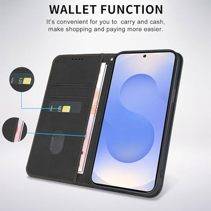 Wallet Case for Samsung Galaxy S26 5G 6.3 inch 2026 - PU Leather Flip Cover with Card Holder Slots, Strong Magnetic Folio Kickstand Phone Case, Black - color: Black, size: Samsung Galaxy S26 6.3"