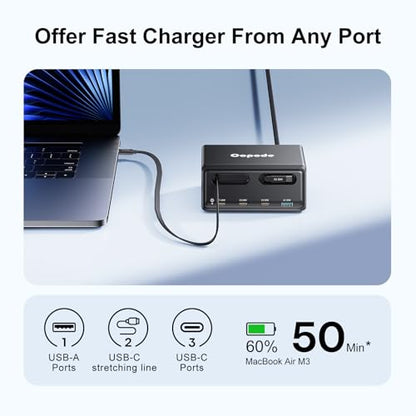 6-in-1 Retractable Charger GaN USB C for iPhone/Android Multiple Devices