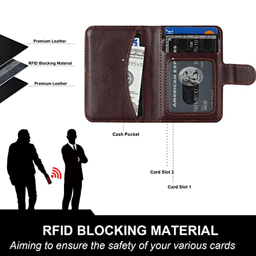 Bocasal for MagSafe Card Wallet for iPhone, Brown - color: Brown