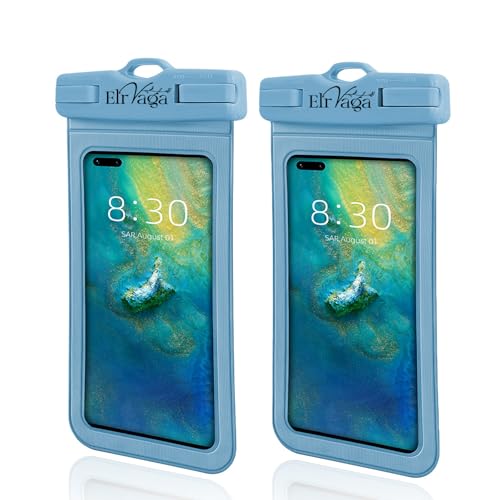 2 Pack IPX8 Waterproof Phone Pouch for iPhone 16/15/14/13 Pro Max Plus (7.2 Inch) - Swimming, Diving, Snorkeling, Snowproof - Touchscreen Friendly Underwater Photography Dry Bag (Blue&Blue) - color: Blue&Blue