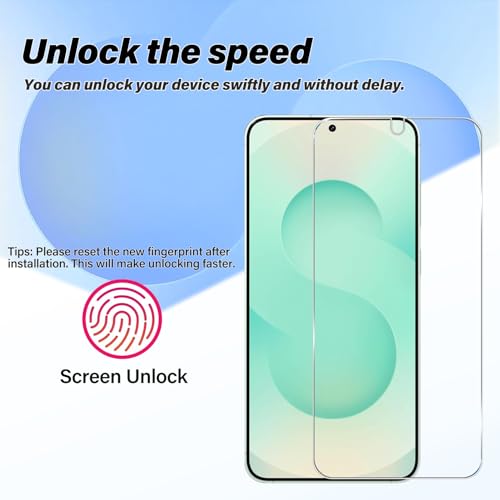 BIGFACE Galaxy S25 Tempered Glass Screen Protector + Camera Lens Protector [ 2 + 2 Pack ][Case Friendly] [Anti-Scratch] [Ultrasonic Fingerprint Unlock] Clear HD Protective Film for Samsung Galaxy S25 - size: Galaxy s25(6.2")