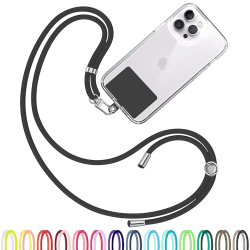TBOC Cell Phone Lanyard [Black] - Comfortable Universal Smartphone Lanyard - Easy to Use Neck Phone Holder [Black Patch] - Adjustable Length Phone Strap Crossbody - Fits All Mobile Phones - color: Black