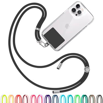 TBOC Cell Phone Lanyard [Black] - Comfortable Universal Smartphone Lanyard - Easy to Use Neck Phone Holder [Black Patch] - Adjustable Length Phone Strap Crossbody - Fits All Mobile Phones - color: Black