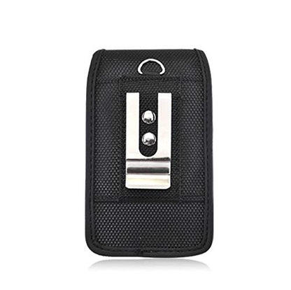 Nylon Cellphone Holster for iPhone SE (4.7"), iPhone 5, 5S - Vertical Case Canvas Waist Carrying Pouch with Belt Clip/Loops, Black - size: X-Small