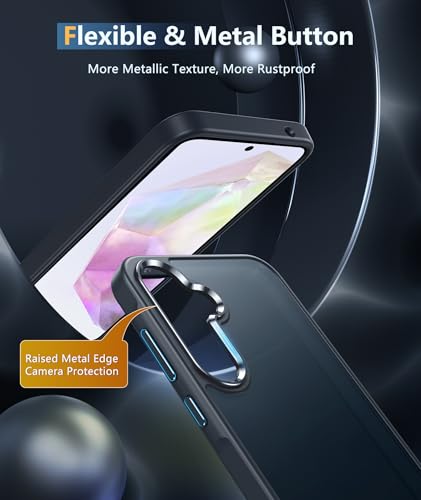 FNTCASE for Samsung Galaxy A35-5G Case: Matte Protective Phone Cases Slim Translucent Anti Yellowing Cover Rugged Shockproof Military Grade Drop Protection Tough Durable 6.6 Inch Black - color: Matte Black