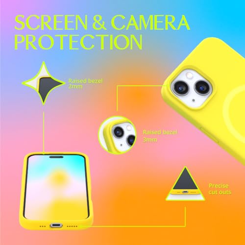 FELONY CASE for iPhone 14 Plus Neon Yellow MagSafe Liquid Silicone Case | Soft Touch Slim Cover with Anti-Scratch Microfiber Lining, 360° Shockproof & Full Body Protection - color: Neon Yellow, size: iPhone 14 Plus w MagSafe