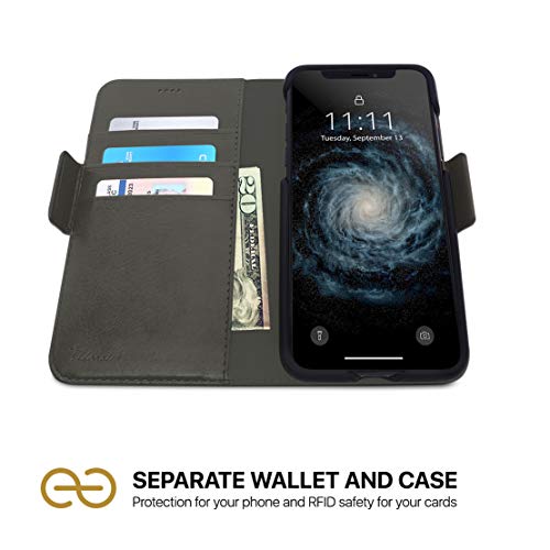 Dreem Fibonacci 2-in-1 Wallet Case for Apple iPhone SE 3 (2022), SE 2, & 8/7 - Luxury Vegan Leather, Magnetic Detachable Shockproof Phone Case, RFID Card Protection, 2-Way Flip Stand - Grey - color: Grey, size: iPhone SE 3 (2022), SE 2, & 8/7