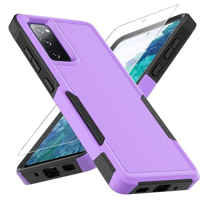 for Samsung S20 FE Case,[Military Grade Drop Tested] with HD Screen Protector,Dual Layer Protective Heavy Duty Cell Phone Cover Non-Slip Shockproof Rugged Case for Samsung Galaxy S20 FE (Purple) - color: Purple