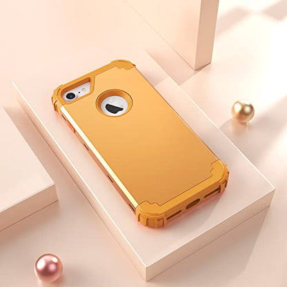 IDweel for iPhone 8 Case with Screen Protector(Tempered Glass),for iPhone 7 Case, 3 in 1 Shockproof Hybrid Heavy Duty Hard PC Cover Soft Silicone Sturdy Bumper Full Body Sturdy Case,Sundial Yellow - color: Sundial Yellow