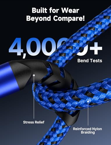 JSAUX Right Angle USB C Cable [2-Pack 6.6ft] for iPhone, Samsung, Blue - color: Blue, size: 6.6ft+6.6ft