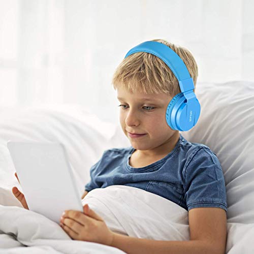 Kids Headphones, Gorsun Lightweight Stereo Wired Children's Headsets for Kids Adults Adjustable Headband Toddler Headset for Smartphones Computer Pad Earphones - color: Blue