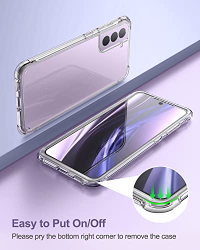 SURITCH for Samsung Galaxy S21 FE Clear Case 6.4" (Only), [Built-in Screen Protector] Full Body Protective Hard Shell+Soft TPU Phone Case for Samsung S21 FE -(Full Clear) - color: Full Clear