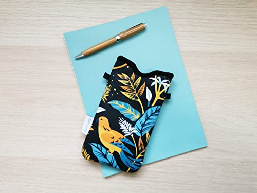 Tainada Neck Cell Phone Pouch with Crossbody Strap (Birds Floral Navy Blue) - color: Birds Floral Navy Blue