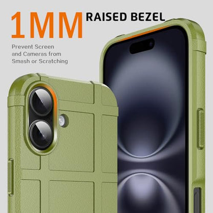 Rugged Shield 8ft Drop Proof TPU Thick Armor Tactical Protective Case Compatible with iPhone 16 (6.1 inches) - Army Green - color: Army Green, size: iPhone 16